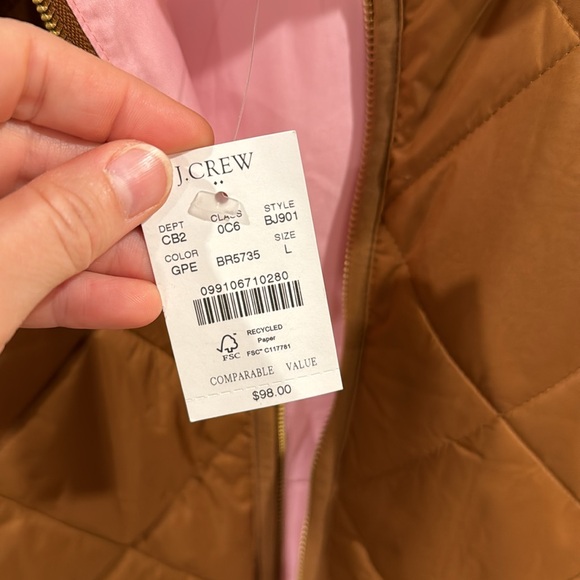 J. Crew Women’s Puffer Vest with Snap Pockets Cognac Brown Size L - Picture 5 of 10